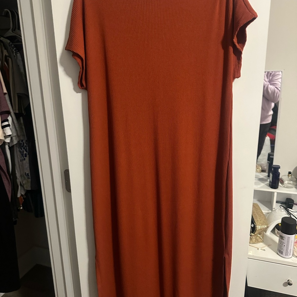 Orange Ribbed Women's Dress